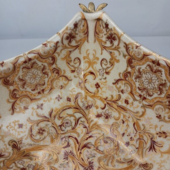 Victorian Style Multicolor Porcelain Planter with Bronze Ormolu footing - Picture 8 of 15